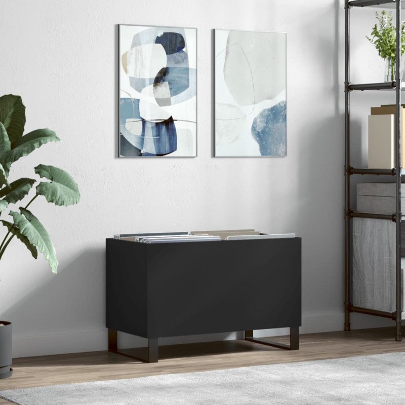 vidaXL Skrinka na platne čierna 74,5x38x48 cm kompozitné drevo