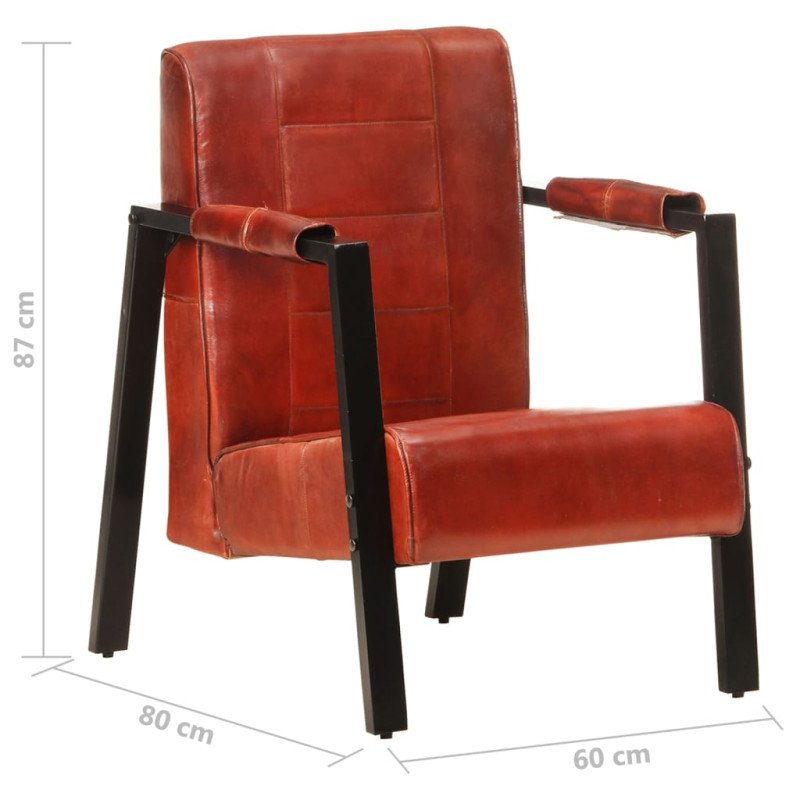vidaXL Kreslo 60x80x87 cm tmavohnedé pravá kozia koža