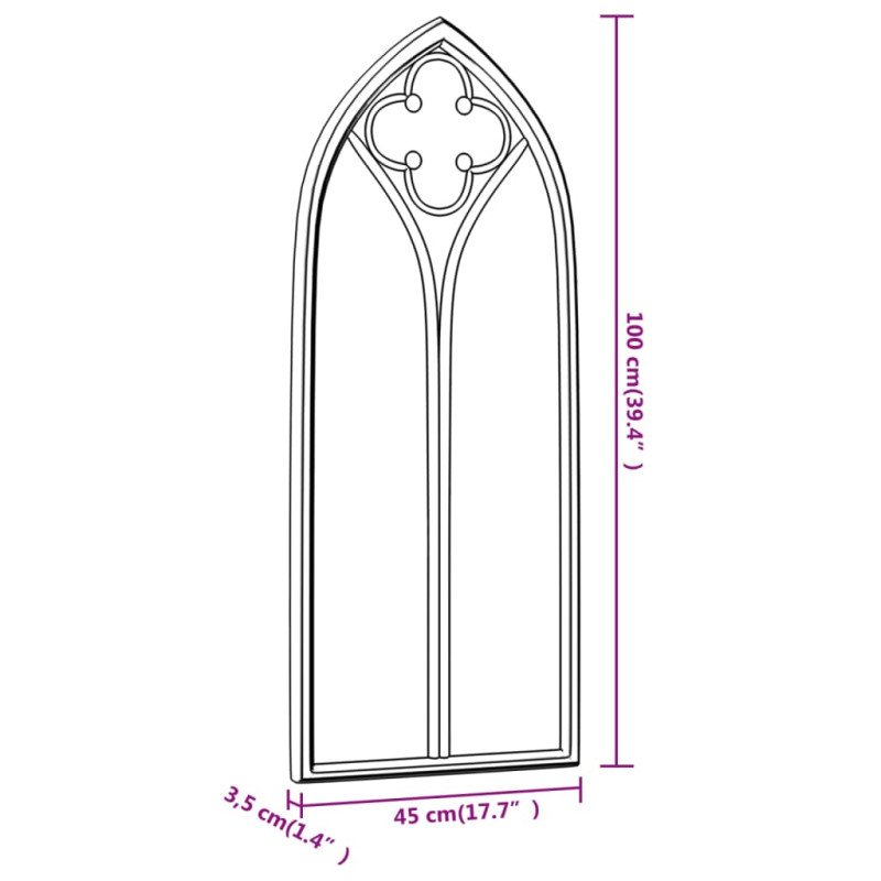 vidaXL Záhradné zrkadlo pieskové 100x45 cm exteriérové železo