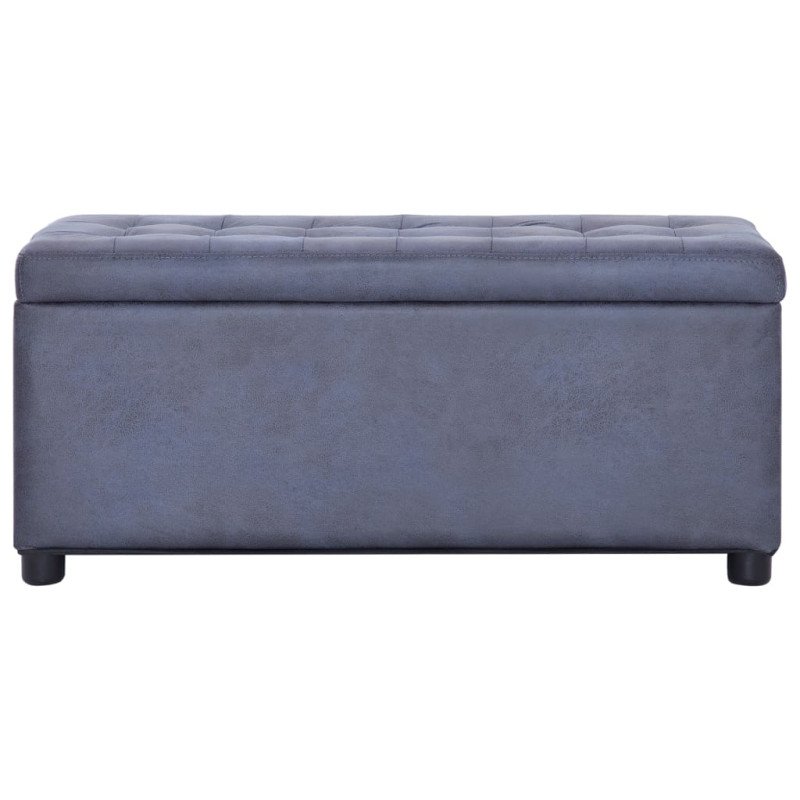 vidaXL Taburetka s úložným priestorom 87,5 cm, sivá, umelý semiš