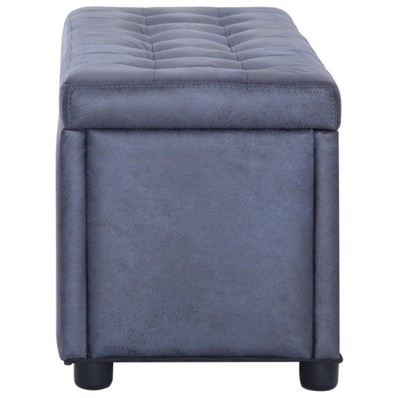 vidaXL Taburetka s úložným priestorom 87,5 cm, sivá, umelý semiš