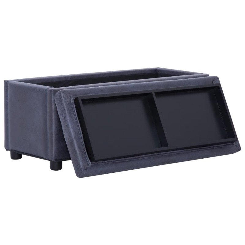 vidaXL Taburetka s úložným priestorom 87,5 cm, sivá, umelý semiš
