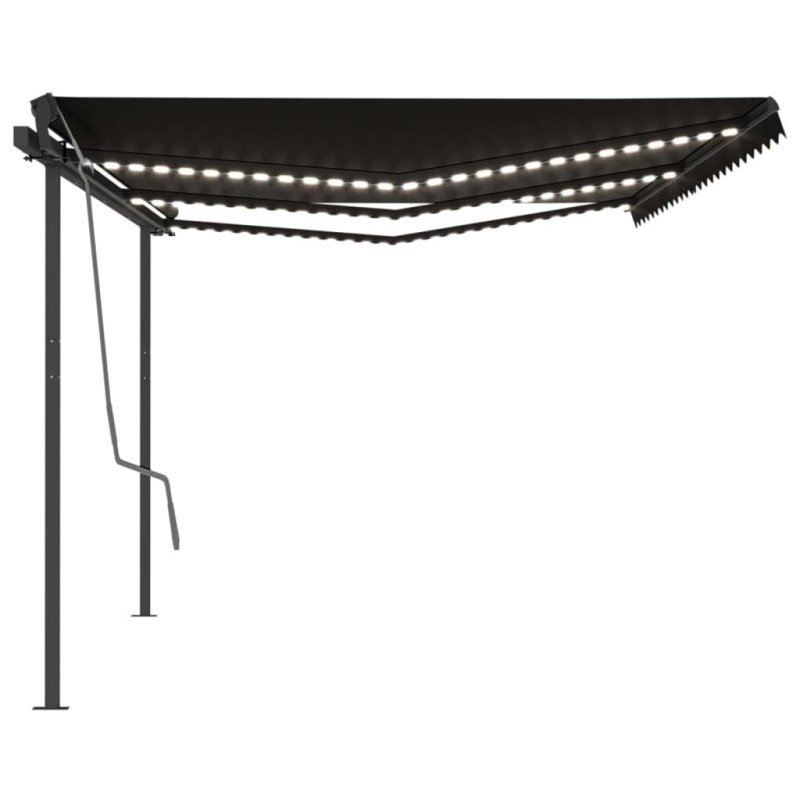 vidaXL Automatická markíza, LED a senzor vetra 6x3,5 m, antracitová