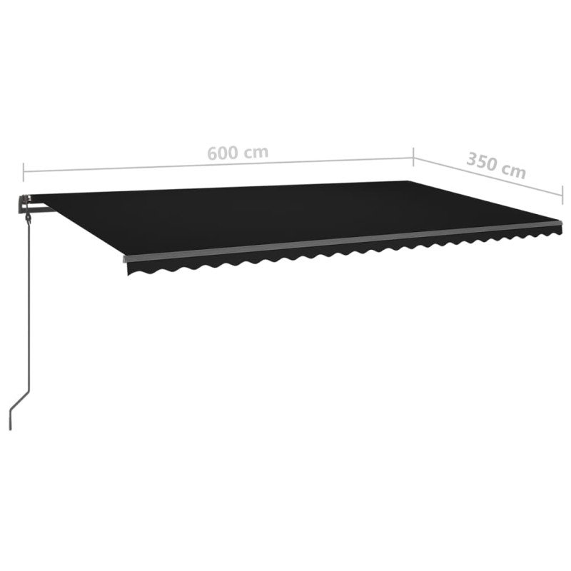 vidaXL Automatická markíza, LED a senzor vetra 6x3,5 m, antracitová