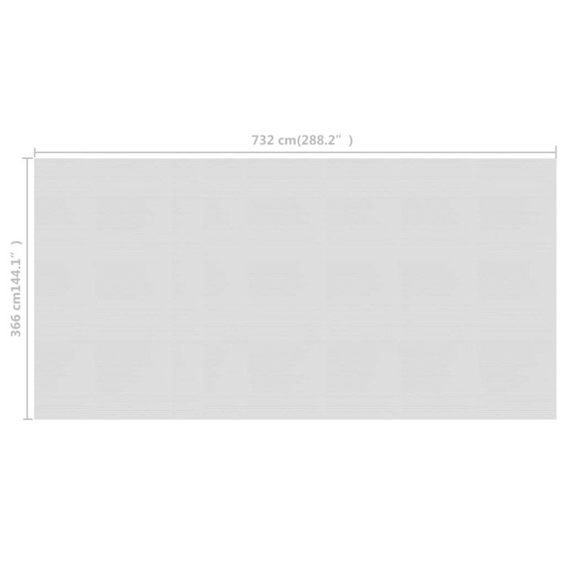 vidaXL Plávajúca solárna bazénová fólia z PE 732x366 cm sivá