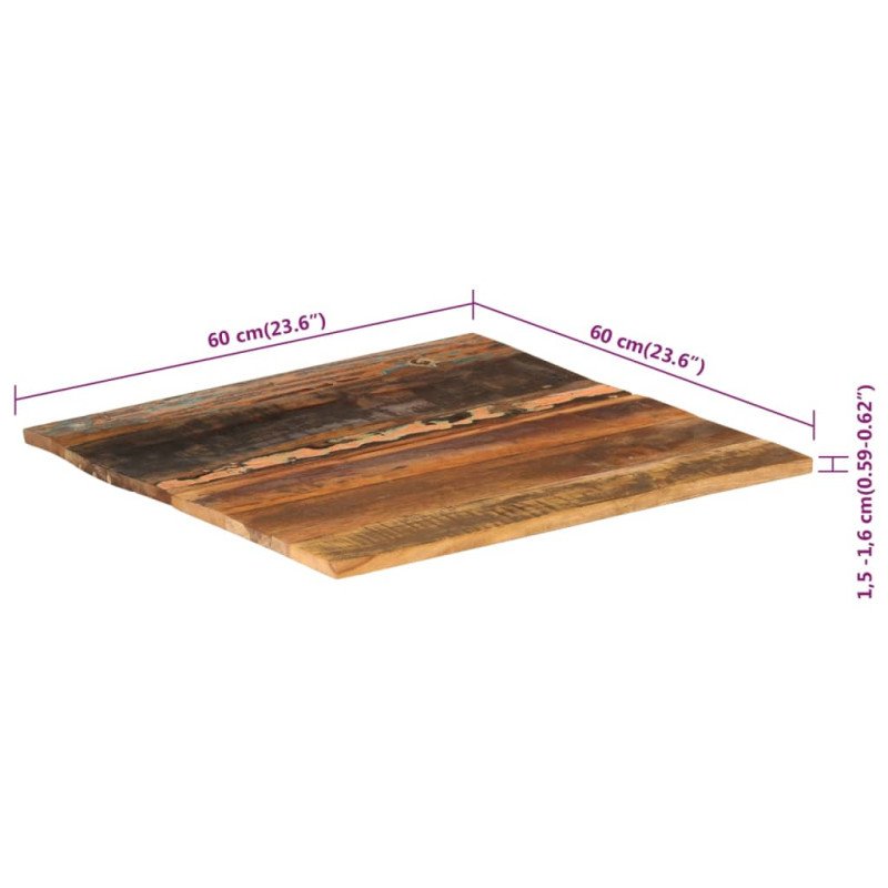 vidaXL Štvorcová stolová doska 60x60 cm, 15-16 mm, recyklovaný masív