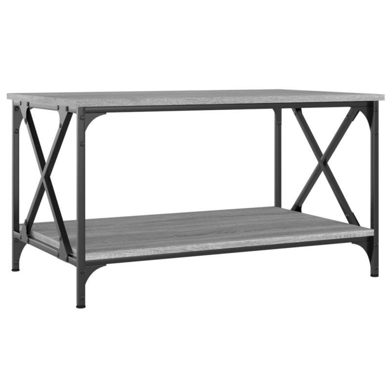 vidaXL Konferenčný stolík Sivý sonoma 80x50x45 sprac. drevo a železo