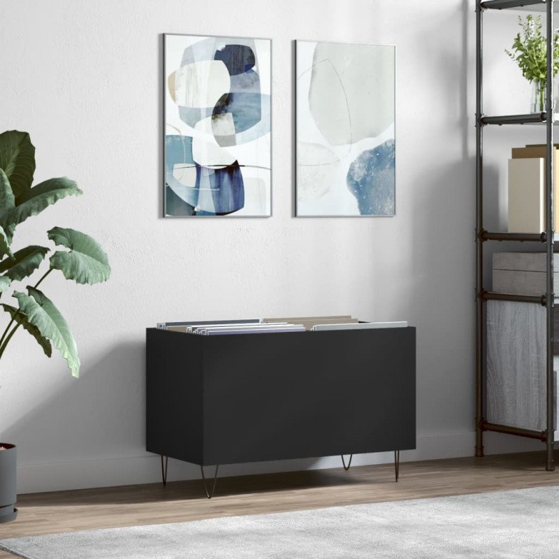vidaXL Skrinka na platne čierna 74,5x38x48 cm kompozitné drevo