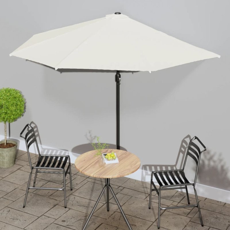 vidaXL Balkónový slnečník, hliníková tyč, pieskový 300x155 cm, polkruh