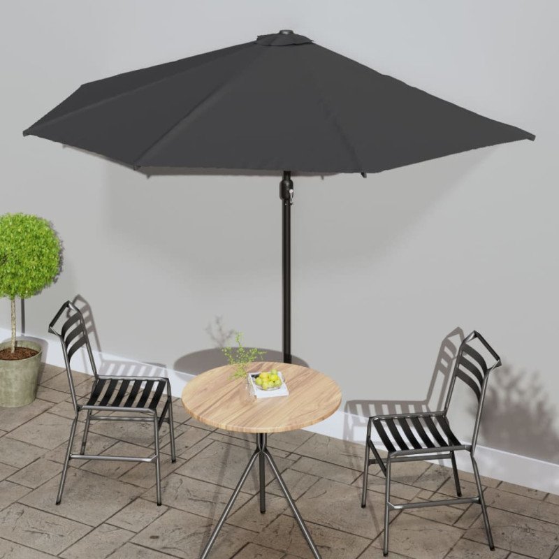 vidaXL Balkónový slnečník, hliníková tyč, antracit 300x155 cm, polkruh