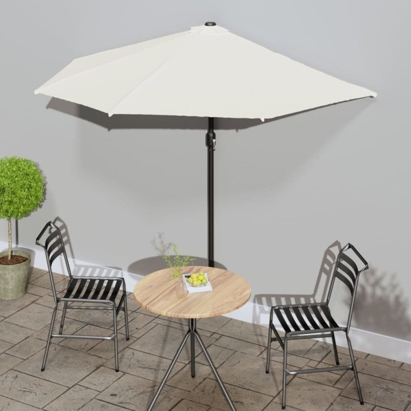 vidaXL Balkónový slnečník, hliníková tyč, pieskový 270x144 cm, polkruh