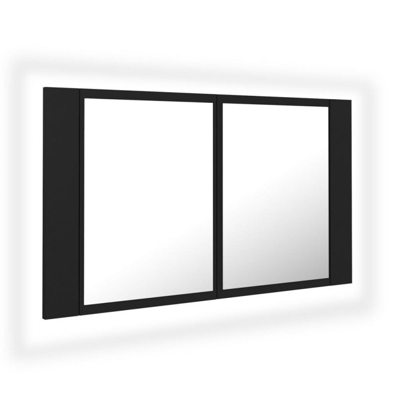 vidaXL LED kúpeľňová zrkadlová skrinka čierna 80x12x45 cm akryl