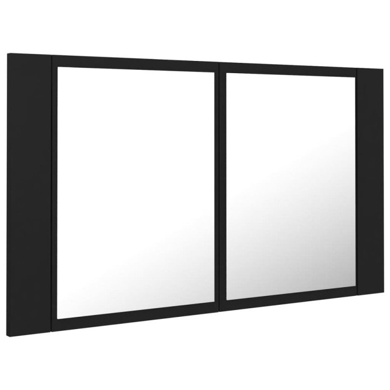 vidaXL LED kúpeľňová zrkadlová skrinka čierna 80x12x45 cm akryl