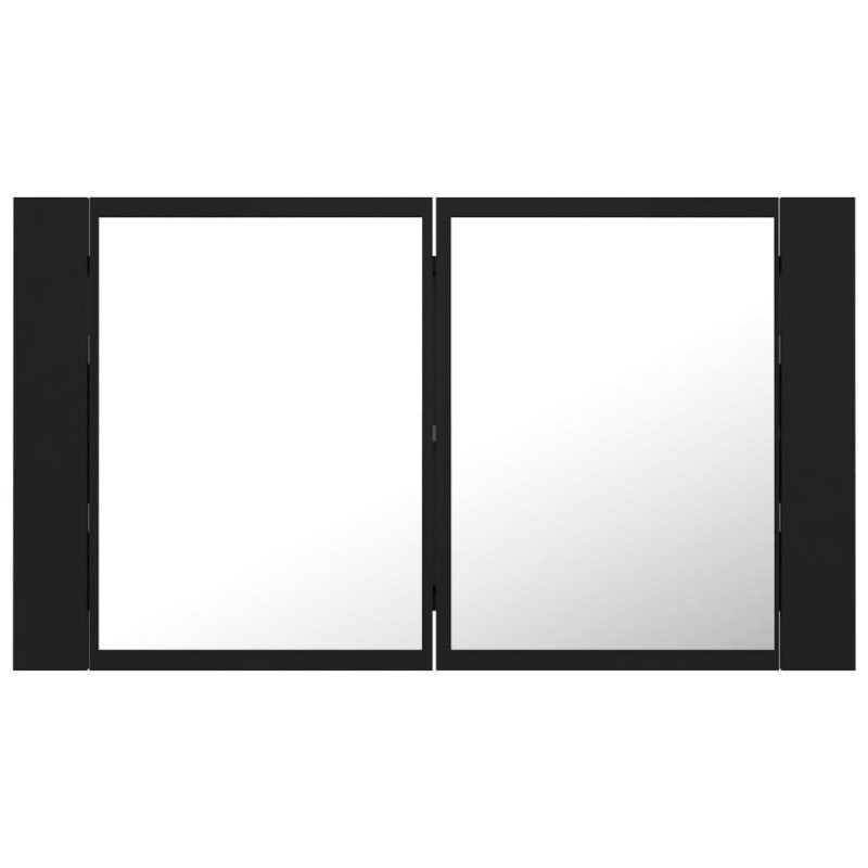 vidaXL LED kúpeľňová zrkadlová skrinka čierna 80x12x45 cm akryl