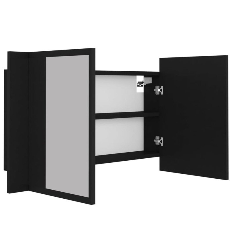 vidaXL LED kúpeľňová zrkadlová skrinka čierna 80x12x45 cm akryl