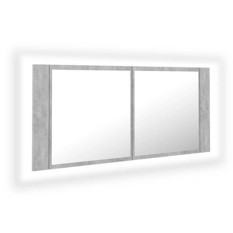 vidaXL LED kúpeľňová zrkadlová skrinka betónová sivá 100x12x45cm akryl