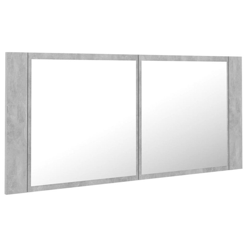 vidaXL LED kúpeľňová zrkadlová skrinka betónová sivá 100x12x45cm akryl
