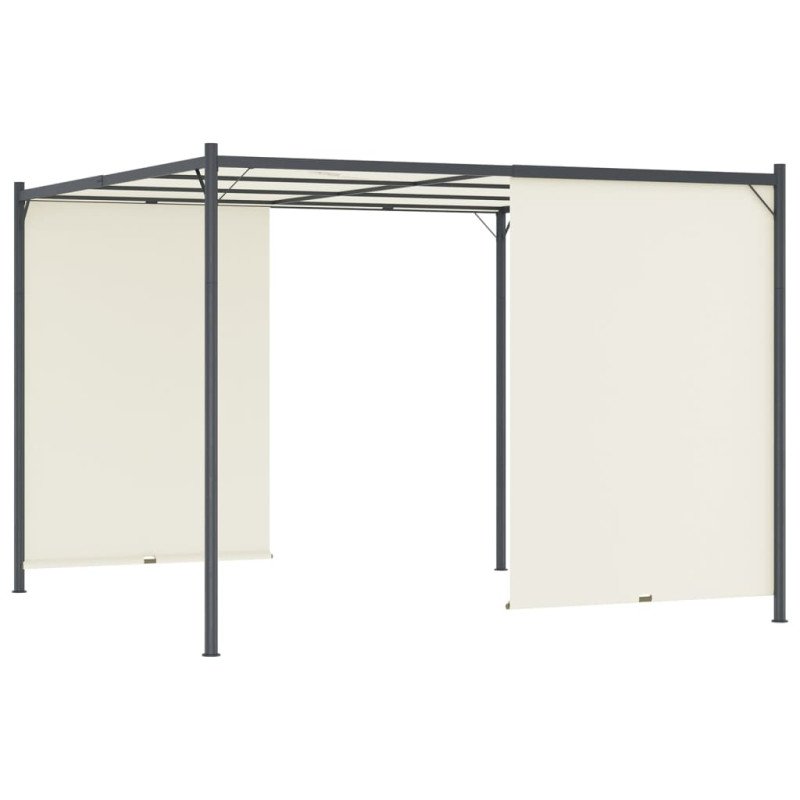 vidaXL Pergola s nastaviteľnou strechou krémovo-biela 3x3 m oceľová 