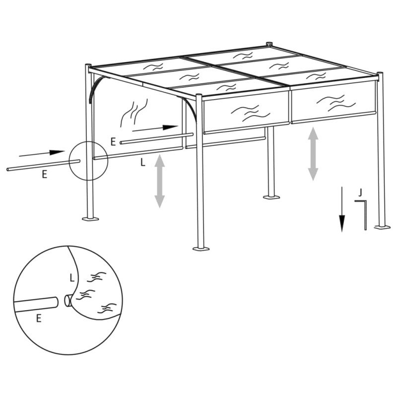 vidaXL Pergola s nastaviteľnou strechou krémovo-biela 3x3 m oceľová 