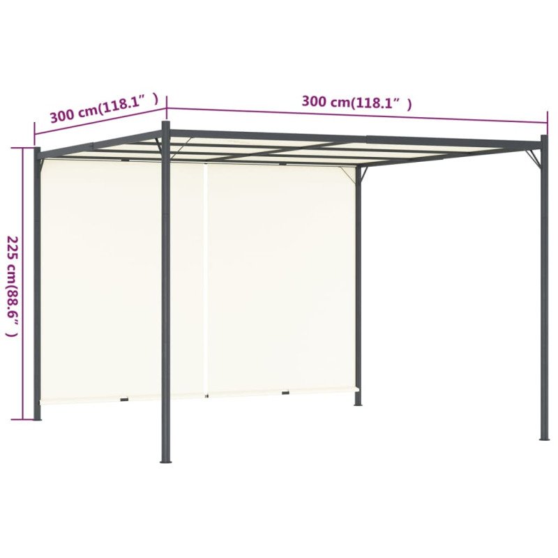 vidaXL Pergola s nastaviteľnou strechou krémovo-biela 3x3 m oceľová 
