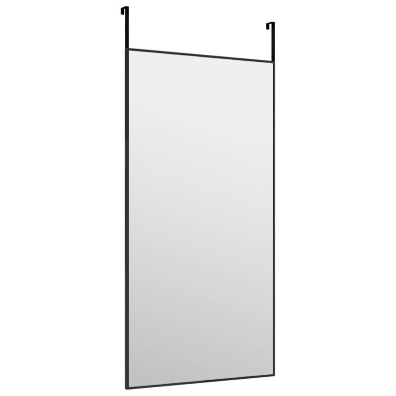 vidaXL Zrkadlo na dvere čierne 40x80 cm sklo a hliník
