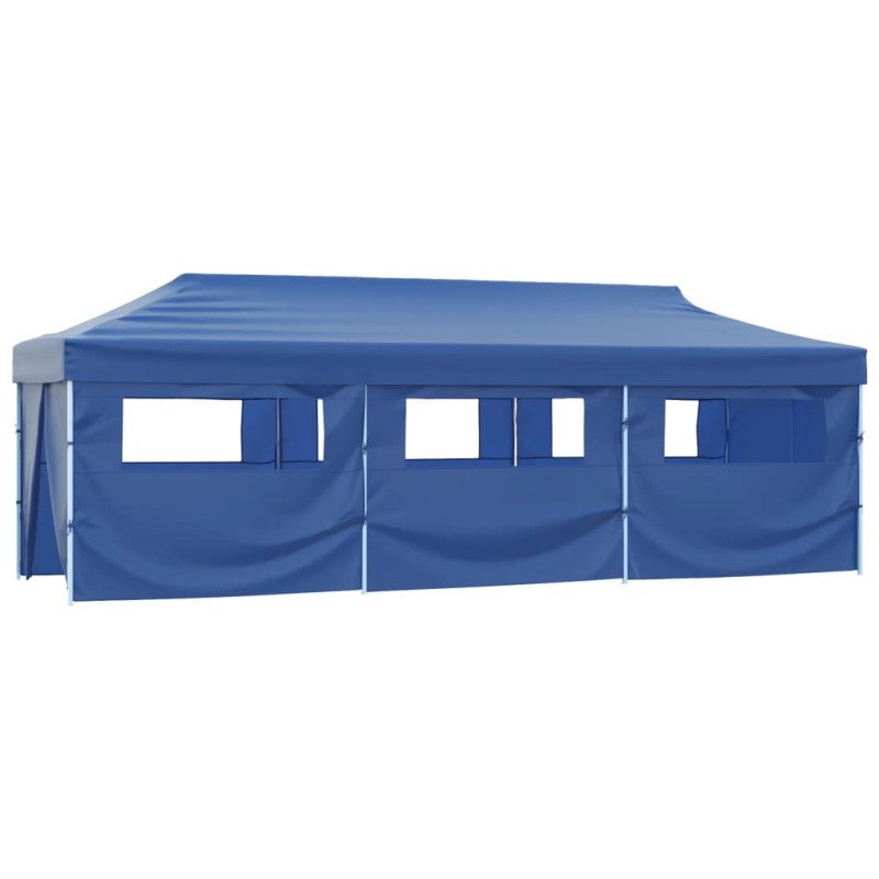 vidaXL Skladací párty stan s 8 bočnými stenami 3x9 m modrý