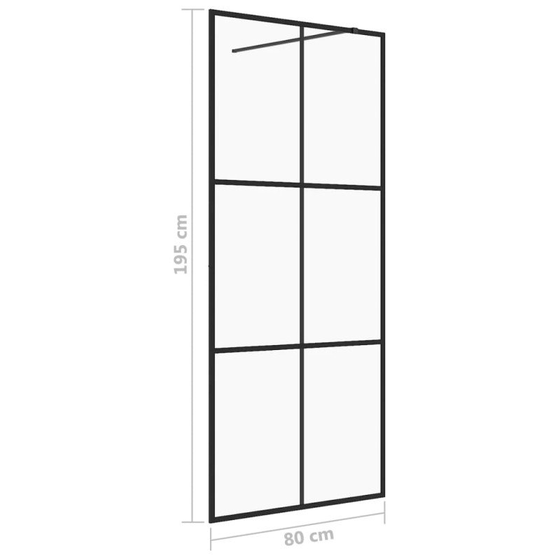 vidaXL Sprchová zástena z priehľadného ESG skla 80x195 cm čierna