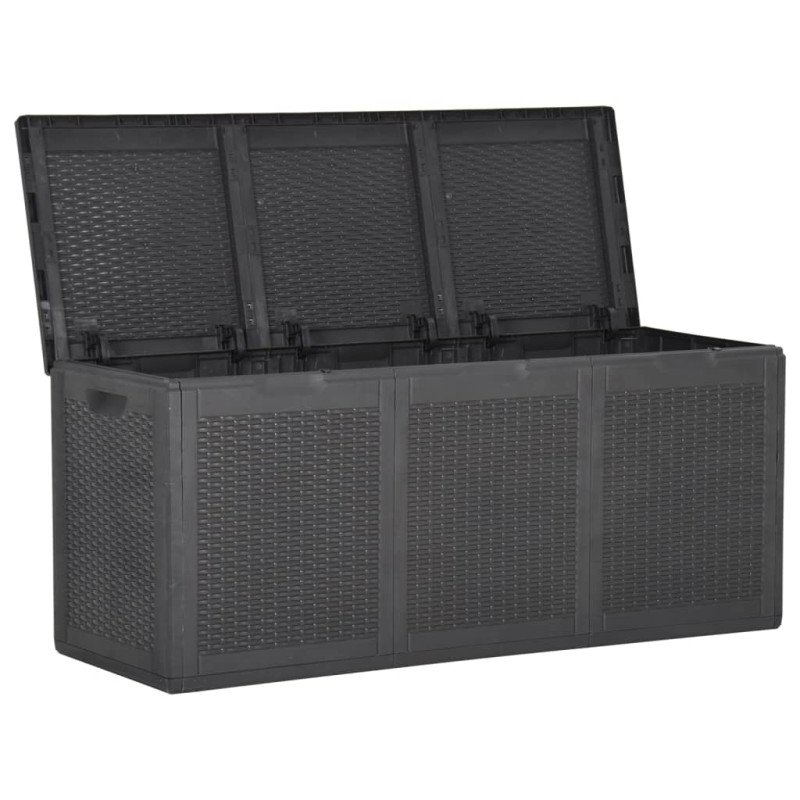 vidaXL Záhradný úložný box 270 l, čierny, PP ratan