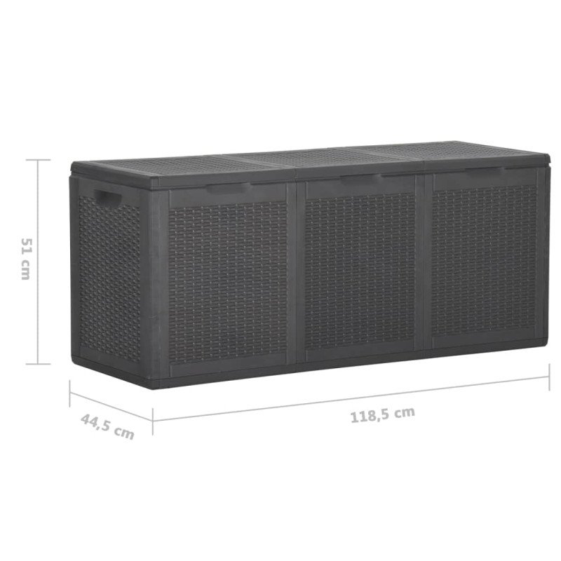 vidaXL Záhradný úložný box 270 l, čierny, PP ratan