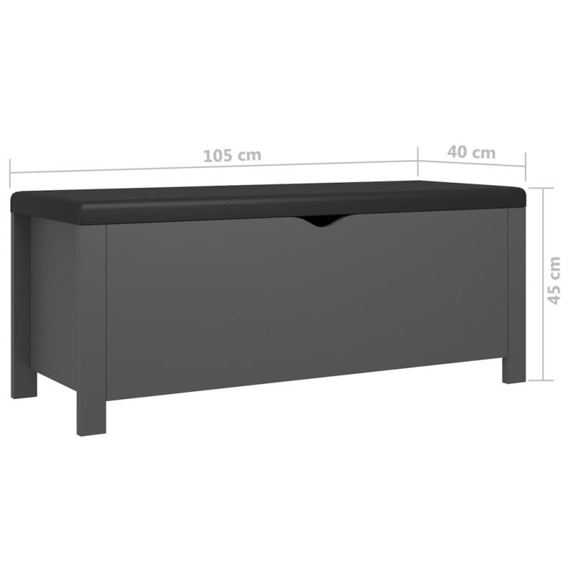 vidaXL Úložný box s vankúšom sivá 105x40x45 cm drevotrieska 