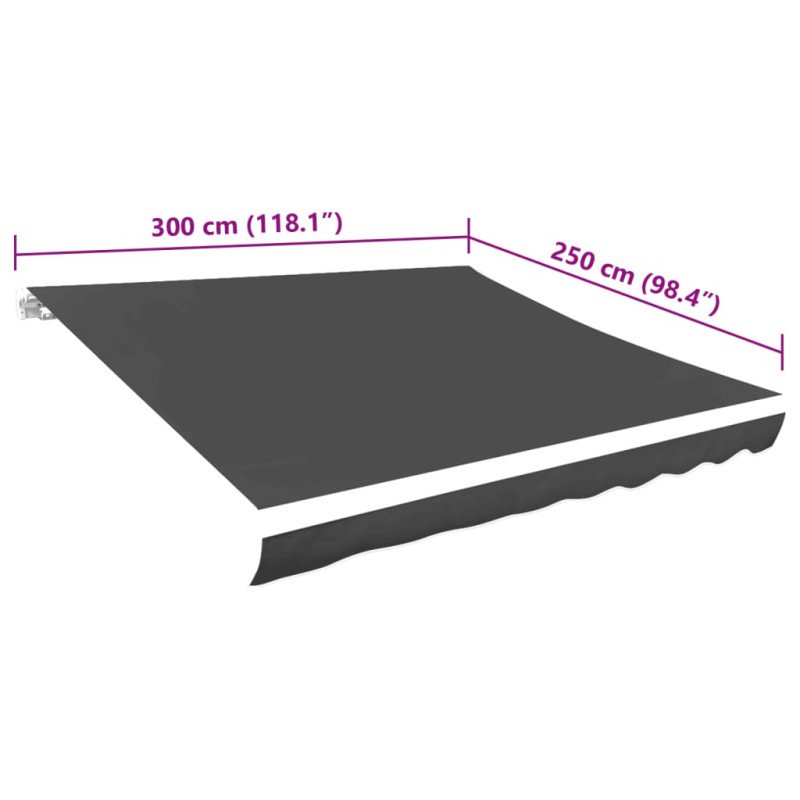 vidaXL Tieniaca plachta na markízu, plátená, antracitová 300x250 cm