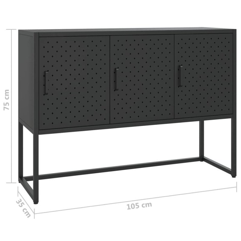 vidaXL Komoda čierna 105x35x75 cm oceľ