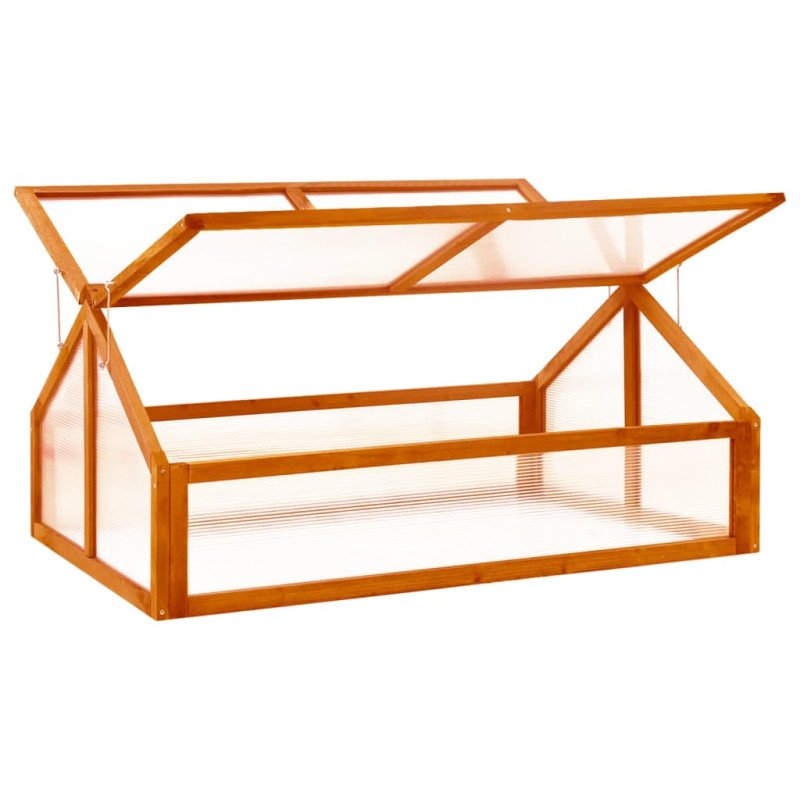 vidaXL Skleník hnedá 114x80x50 cm jedľové drevo
