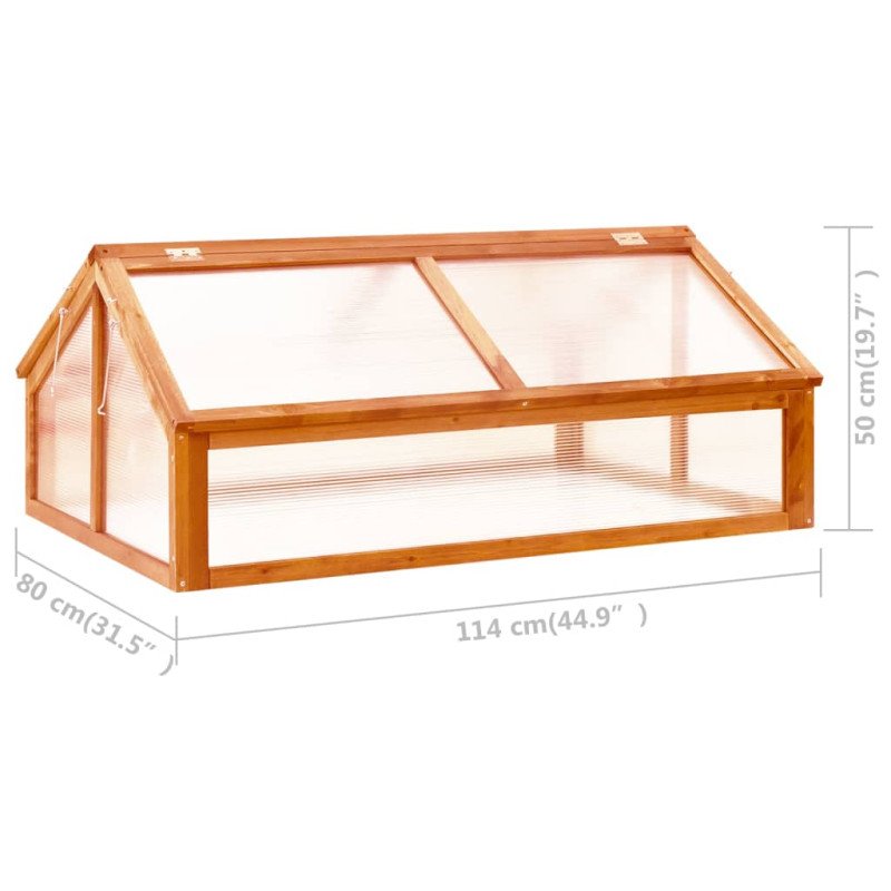 vidaXL Skleník hnedá 114x80x50 cm jedľové drevo