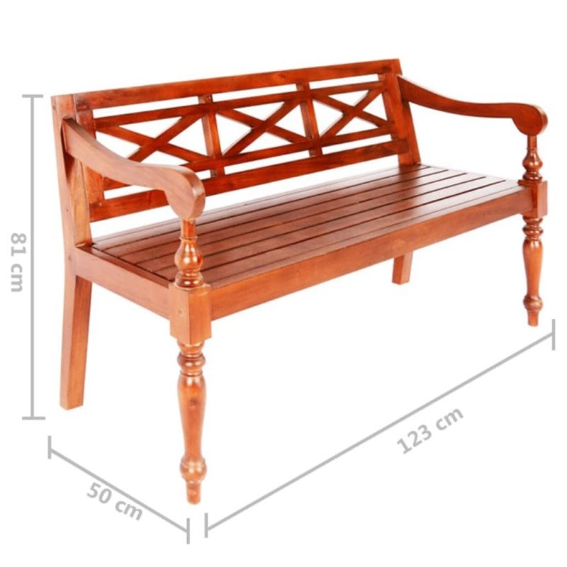 vidaXL Lavička Batavia 123 cm mahagónový masív tmavohnedá