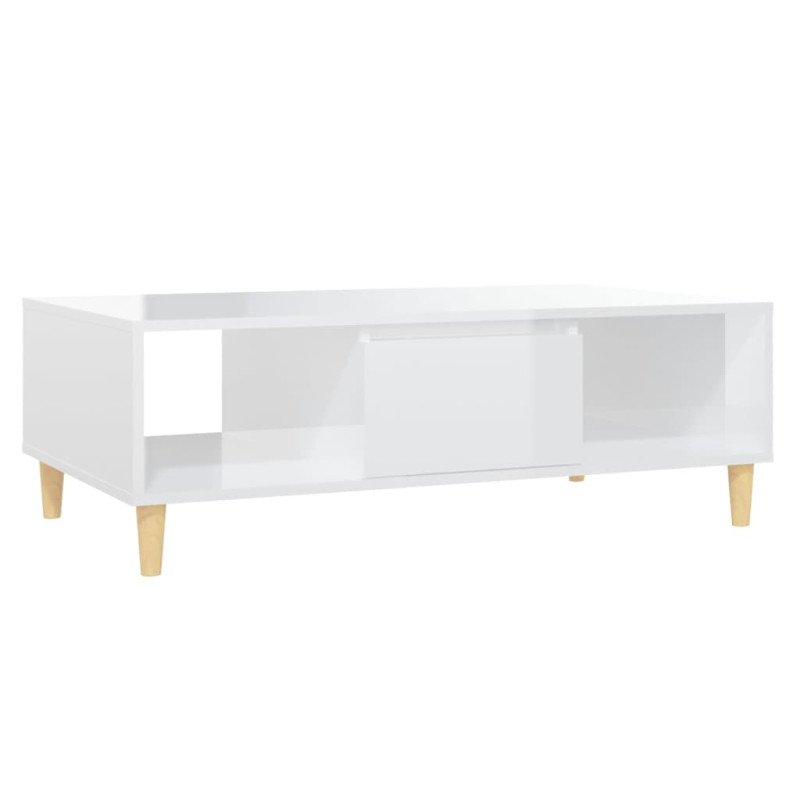 vidaXL Konferenčný stolík lesklý biely 103,5x60x35 cm drevotrieska