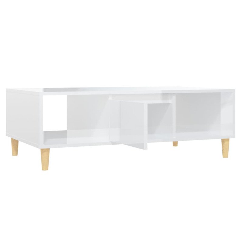 vidaXL Konferenčný stolík lesklý biely 103,5x60x35 cm drevotrieska