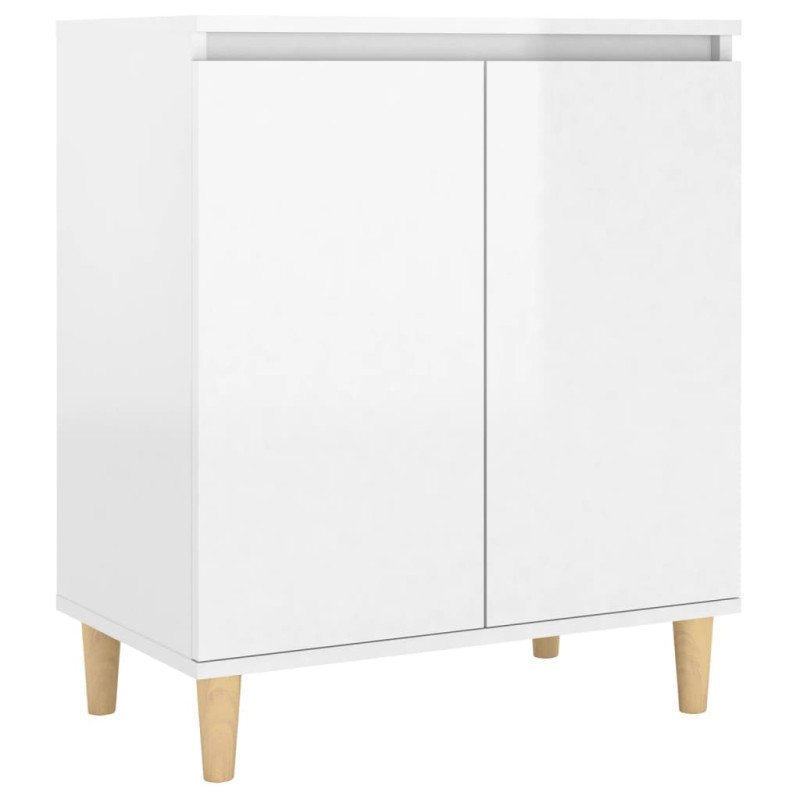 vidaXL Komoda, nohy z masívu, lesklá biela 60x35x70cm kompozitné drevo