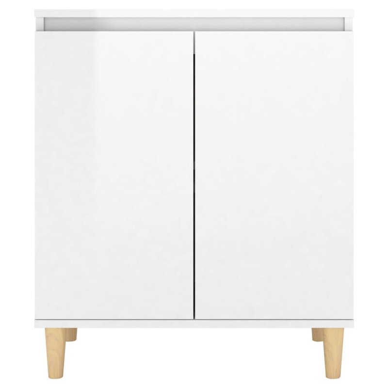 vidaXL Komoda, nohy z masívu, lesklá biela 60x35x70cm kompozitné drevo