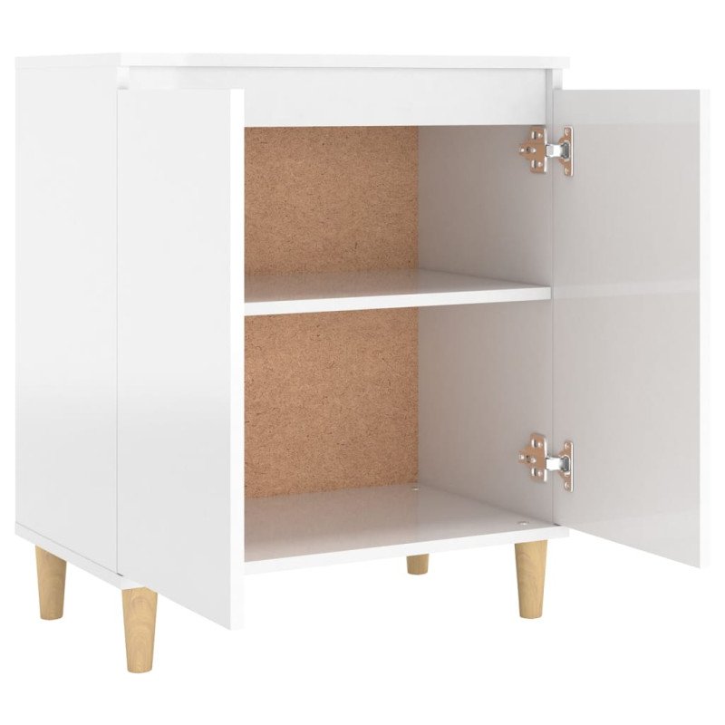 vidaXL Komoda, nohy z masívu, lesklá biela 60x35x70cm kompozitné drevo