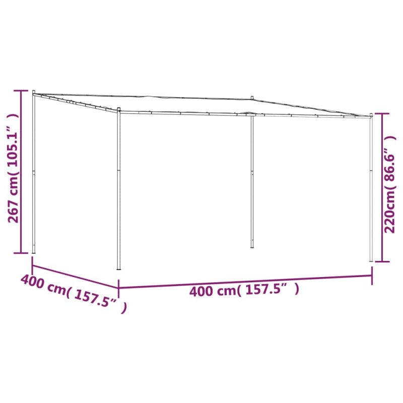 vidaXL Altánok antracitový 4x4 m 180 g/m² látka a oceľ