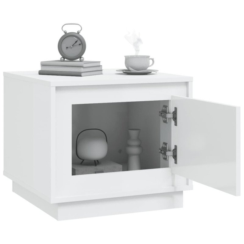 vidaXL Konferenčný stolík lesklý biely 51x50x44 cm spracované drevo