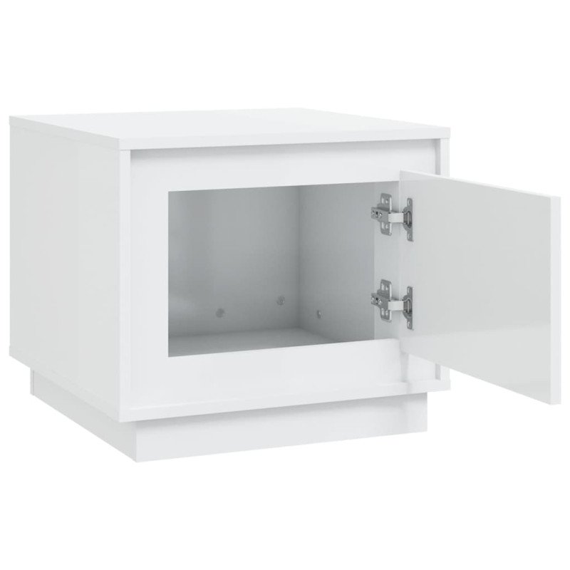 vidaXL Konferenčný stolík lesklý biely 51x50x44 cm spracované drevo