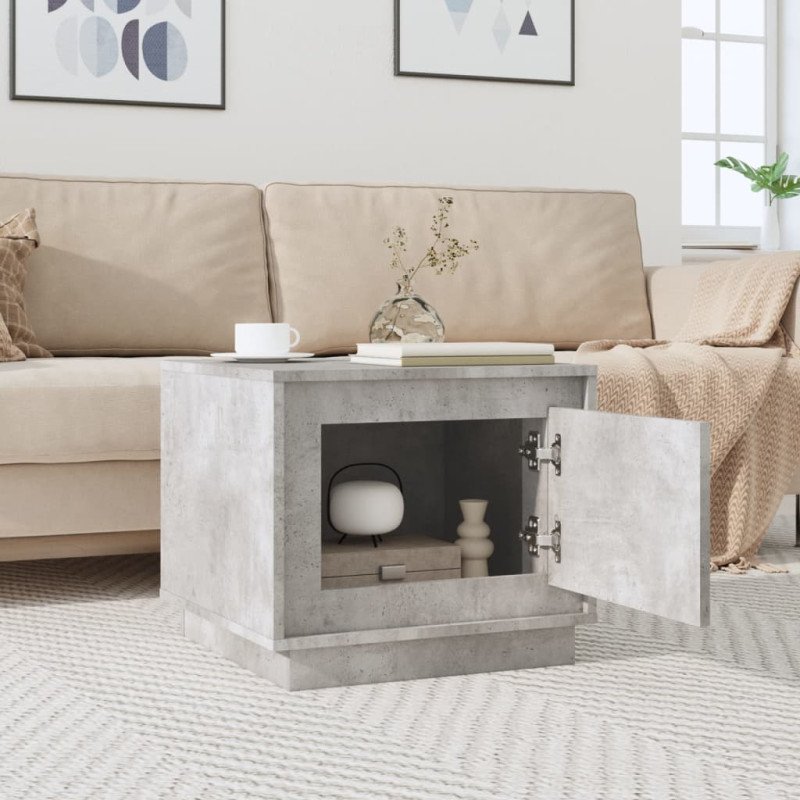 vidaXL Konferenčný stolík betónový sivý 51x50x44 cm spracované drevo