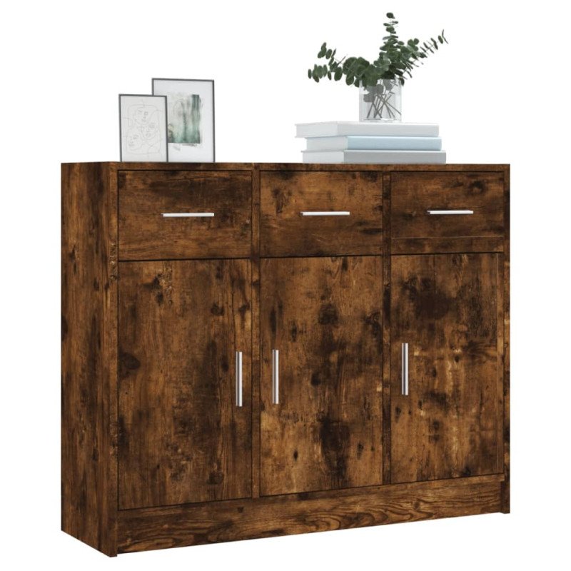 vidaXL Komoda dymový dub 91x28x75 cm kompozitné drevo
