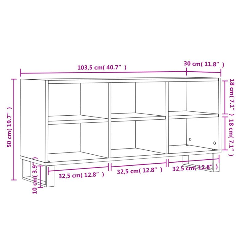 vidaXL TV skrinka sivý dub sonoma 103,5x30x50 cm spracované drevo