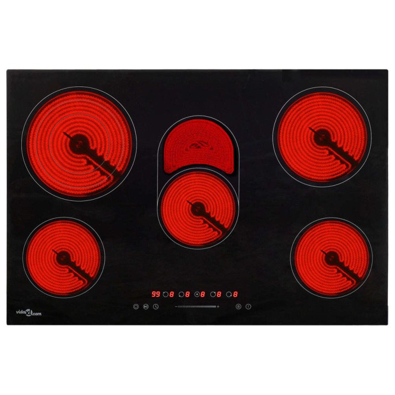 vidaXL Keramická varná doska, 5 platničiek, dotyková 90 cm 8500 W