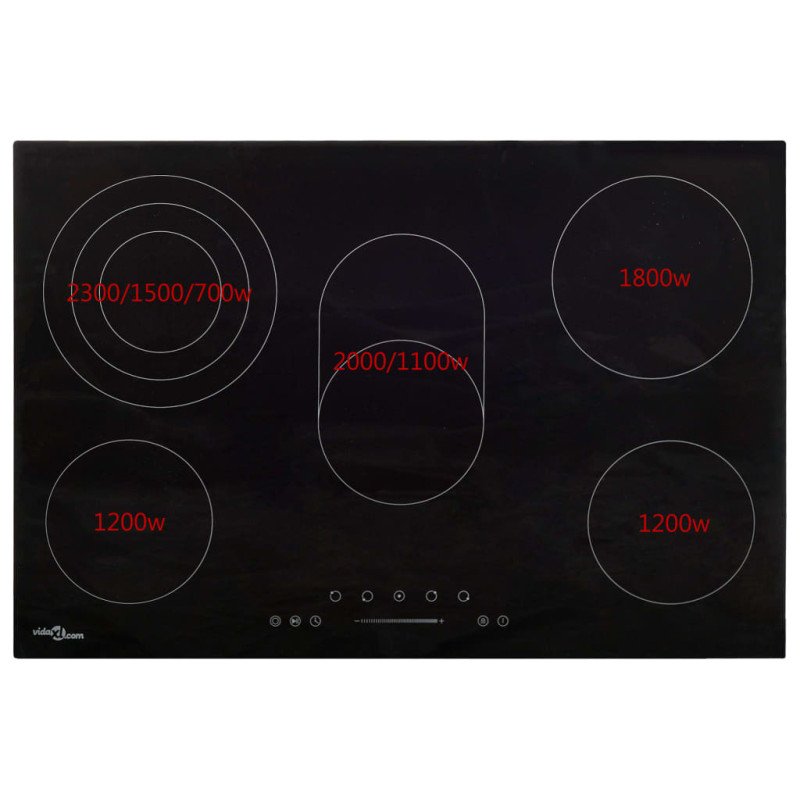 vidaXL Keramická varná doska, 5 platničiek, dotyková 90 cm 8500 W