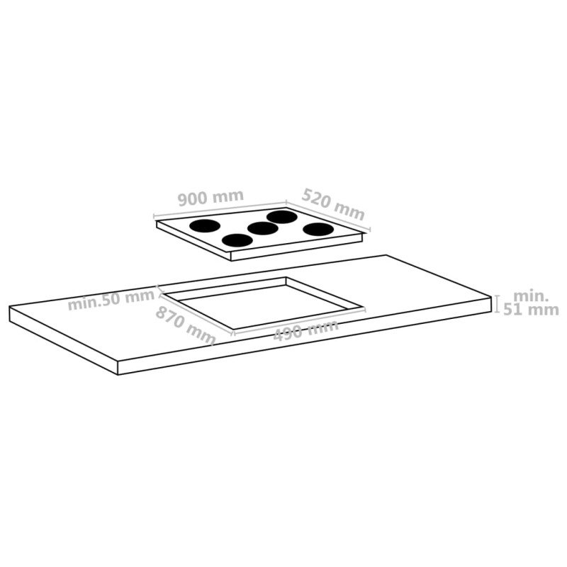 vidaXL Keramická varná doska, 5 platničiek, dotyková 90 cm 8500 W