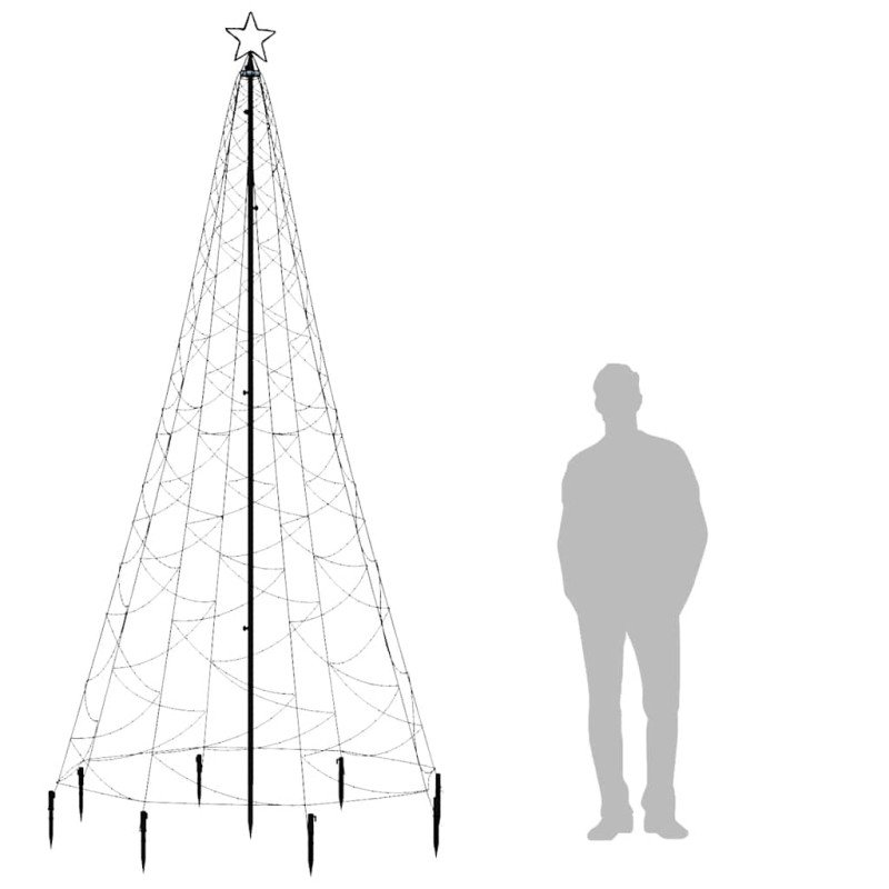 vidaXL Vianočný stromček s kovovým stĺpikom 500 LED, farebný 3 m